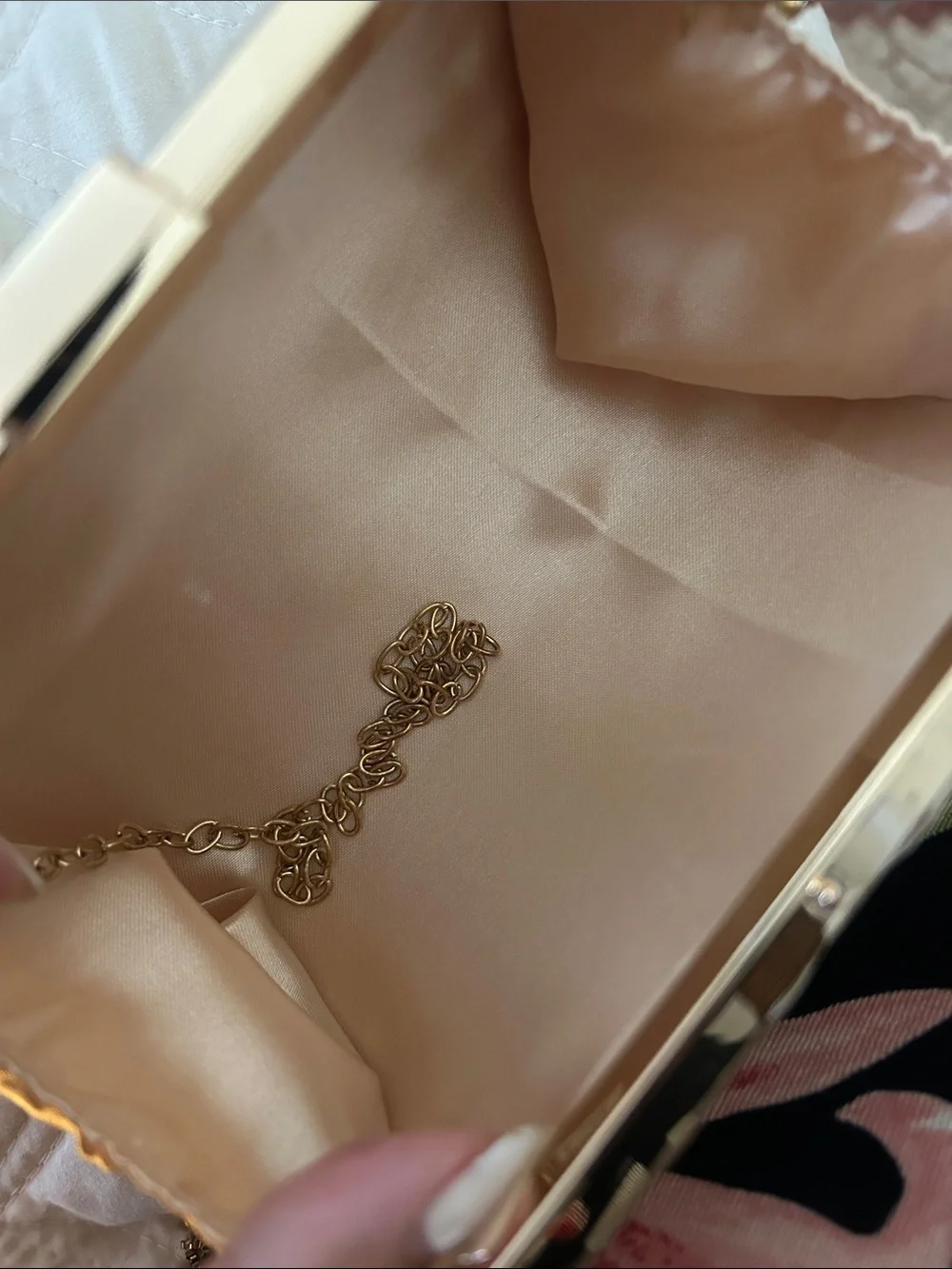 Elegant Neutral Woven Clutch - Gold Accent